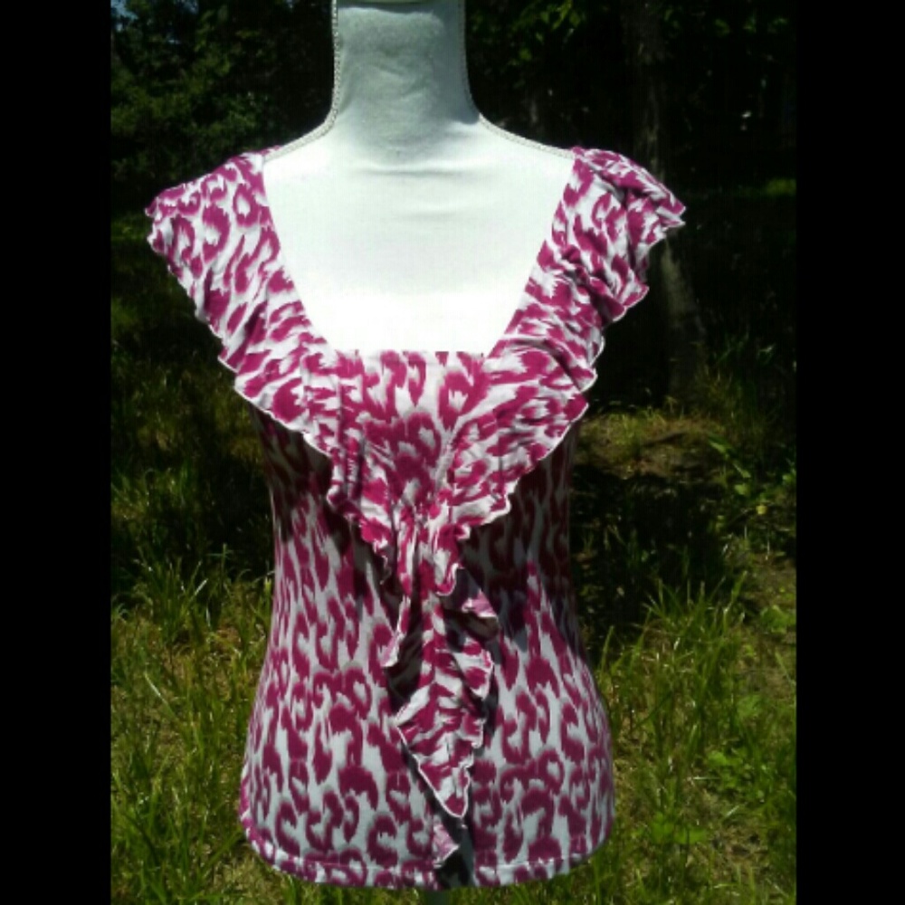 NY & Company Fuchsia-Leopard print blouse